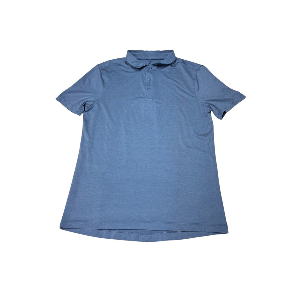 Lululemon Mens M Short Sleeve Polo Shirt Blue Heathered Activewear